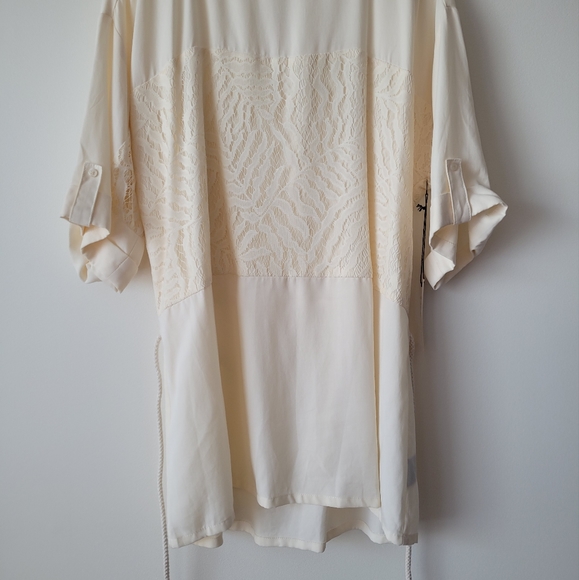 NWT Melissa Nepton Made In Canada Vanilla Cream Lace Overlay Scoop Neck Tunic L - Picture 6 of 14